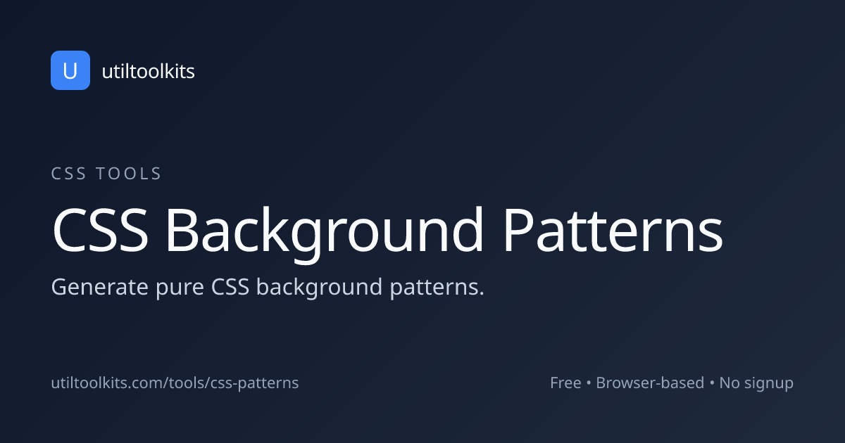 CSS Pattern Generator 🏁 | Pure CSS Backgrounds | UtilToolkits
